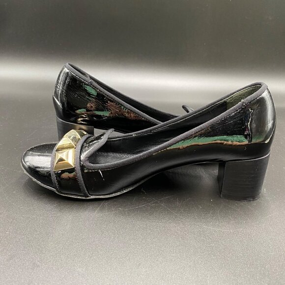 Tory Burch Asher Patent Studded Rockstud Pump Black Women's Size 6 - Picture 7 of 12